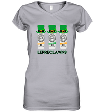 Load image into Gallery viewer, St Patrick's Irish Day Lepreclawns Lucky Shamrock Drinking Women's V-Neck T-Shirt