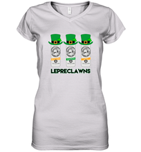 Load image into Gallery viewer, St Patrick's Irish Day Lepreclawns Lucky Shamrock Drinking Women's V-Neck T-Shirt