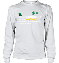 Load image into Gallery viewer, St Patrick's Irish Shenanigator A Teacher Who Instigates Shenanigans Youth Long Sleeve