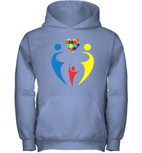 Load image into Gallery viewer, Family Shirt Trio Heart Puzzle Autism Awareness Youth Hoodie
