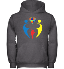 Load image into Gallery viewer, Family Shirt Trio Heart Puzzle Autism Awareness Youth Hoodie