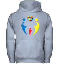 Load image into Gallery viewer, Family Shirt Trio Heart Puzzle Autism Awareness Youth Hoodie