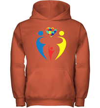 Load image into Gallery viewer, Family Shirt Trio Heart Puzzle Autism Awareness Youth Hoodie
