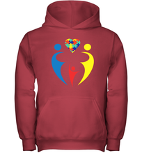 Load image into Gallery viewer, Family Shirt Trio Heart Puzzle Autism Awareness Youth Hoodie