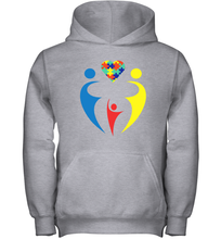 Load image into Gallery viewer, Family Shirt Trio Heart Puzzle Autism Awareness Youth Hoodie
