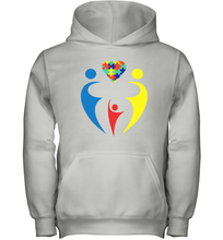 Load image into Gallery viewer, Family Shirt Trio Heart Puzzle Autism Awareness Youth Hoodie