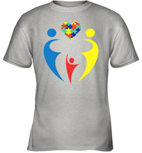 Load image into Gallery viewer, Family Shirt Trio Heart Puzzle Autism Awareness Youth T-Shirt