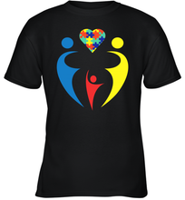 Load image into Gallery viewer, Family Shirt Trio Heart Puzzle Autism Awareness Youth T-Shirt