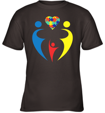 Load image into Gallery viewer, Family Shirt Trio Heart Puzzle Autism Awareness Youth T-Shirt