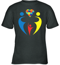 Load image into Gallery viewer, Family Shirt Trio Heart Puzzle Autism Awareness Youth T-Shirt