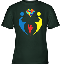 Load image into Gallery viewer, Family Shirt Trio Heart Puzzle Autism Awareness Youth T-Shirt