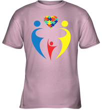 Load image into Gallery viewer, Family Shirt Trio Heart Puzzle Autism Awareness Youth T-Shirt
