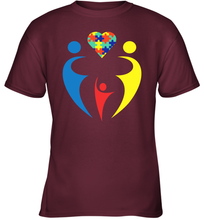 Load image into Gallery viewer, Family Shirt Trio Heart Puzzle Autism Awareness Youth T-Shirt