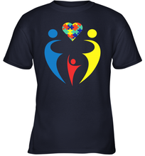 Load image into Gallery viewer, Family Shirt Trio Heart Puzzle Autism Awareness Youth T-Shirt