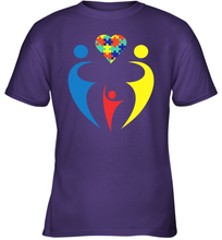 Load image into Gallery viewer, Family Shirt Trio Heart Puzzle Autism Awareness Youth T-Shirt