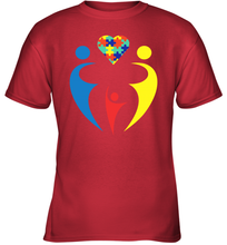 Load image into Gallery viewer, Family Shirt Trio Heart Puzzle Autism Awareness Youth T-Shirt