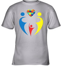 Load image into Gallery viewer, Family Shirt Trio Heart Puzzle Autism Awareness Youth T-Shirt