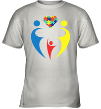 Load image into Gallery viewer, Family Shirt Trio Heart Puzzle Autism Awareness Youth T-Shirt