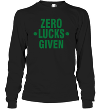 Load image into Gallery viewer, Zero Lucks Given Shirt Lucky Green St. Patrick's Day Long Sleeve T-Shirt