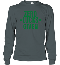 Load image into Gallery viewer, Zero Lucks Given Shirt Lucky Green St. Patrick's Day Long Sleeve T-Shirt