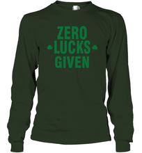 Load image into Gallery viewer, Zero Lucks Given Shirt Lucky Green St. Patrick's Day Long Sleeve T-Shirt