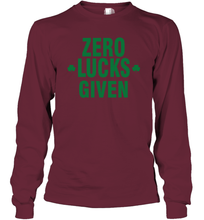 Load image into Gallery viewer, Zero Lucks Given Shirt Lucky Green St. Patrick's Day Long Sleeve T-Shirt