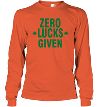 Load image into Gallery viewer, Zero Lucks Given Shirt Lucky Green St. Patrick's Day Long Sleeve T-Shirt