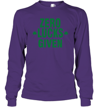 Load image into Gallery viewer, Zero Lucks Given Shirt Lucky Green St. Patrick's Day Long Sleeve T-Shirt