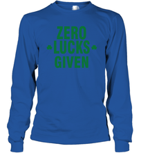 Load image into Gallery viewer, Zero Lucks Given Shirt Lucky Green St. Patrick's Day Long Sleeve T-Shirt