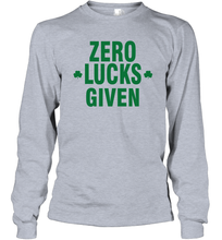Load image into Gallery viewer, Zero Lucks Given Shirt Lucky Green St. Patrick's Day Long Sleeve T-Shirt