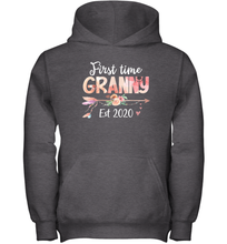 Load image into Gallery viewer, Family Shirt First Time Grandma Est 2020 Granny Floral Youth Hoodie