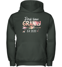 Load image into Gallery viewer, Family Shirt First Time Grandma Est 2020 Granny Floral Youth Hoodie