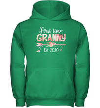 Load image into Gallery viewer, Family Shirt First Time Grandma Est 2020 Granny Floral Youth Hoodie