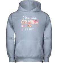 Load image into Gallery viewer, Family Shirt First Time Grandma Est 2020 Granny Floral Youth Hoodie