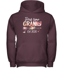 Load image into Gallery viewer, Family Shirt First Time Grandma Est 2020 Granny Floral Youth Hoodie