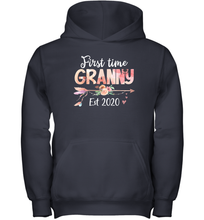Load image into Gallery viewer, Family Shirt First Time Grandma Est 2020 Granny Floral Youth Hoodie