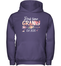 Load image into Gallery viewer, Family Shirt First Time Grandma Est 2020 Granny Floral Youth Hoodie
