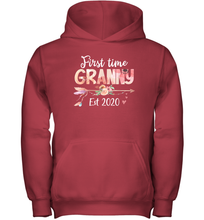 Load image into Gallery viewer, Family Shirt First Time Grandma Est 2020 Granny Floral Youth Hoodie