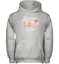 Load image into Gallery viewer, Family Shirt First Time Grandma Est 2020 Granny Floral Youth Hoodie